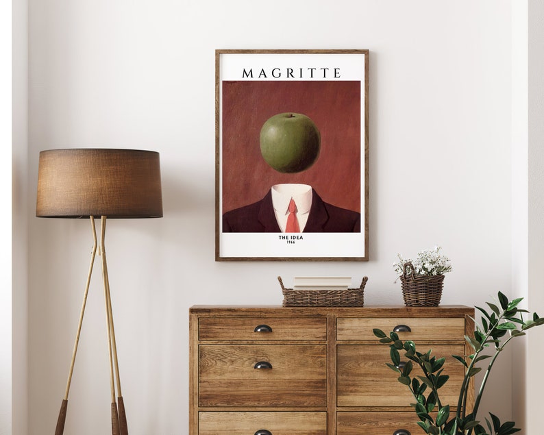 René Magritte, The Idea, 1966 Gallery Print, Surrealist Art, Exhibition Poster, Magritte Apple, Instant Download image 2