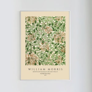 William Morris Honeysuckle Flower Art  | Flowers Exhibition Poster, Art Nouveau Style, Vintage Home Decor, Instant Digital Download