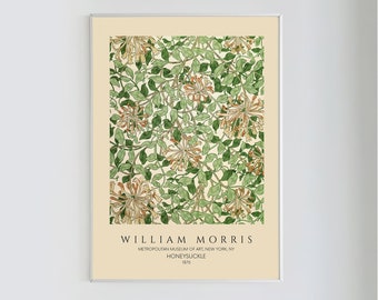 William Morris Honeysuckle Flower Art  | Flowers Exhibition Poster, Art Nouveau Style, Vintage Home Decor, Instant Digital Download