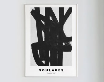 Pierre Soulages Print: Modern Abstract Art, Exhibition Poster (Digital Download)