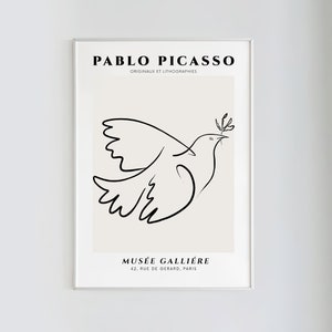 Pablo Picasso, Dove Poster | Minimalist, Mid Century Modern, Exhibition Poster, Digital Download