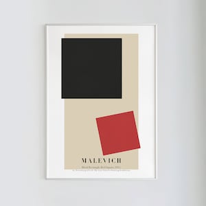 Malevich, Black Rentangle Red Square, 1915 | Futurist, Minimalist Poster, Abstract Art Print, Exhibition Poster, Instant Download