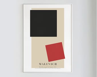 Malevich Black Rectangle Red Square Abstract Art Print (Digital Download)