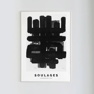 Pierre Soulages, Lithograph No.3 1957 | Modern Art Print, Neutral Colors, Exhibition Poster, Wall Decor Print, High Quality Poster