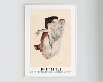 Egon Schiele Poster, Naked Lady | Reproduction Print, Egon Schiele Art, Exhibition Poster, Instant Digital Print