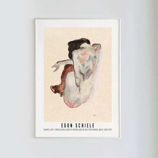Affiche Egon Schiele, Dame nue | Impression de reproduction, Egon Schiele Art, Affiche d’exposition, Impression numérique instantanée