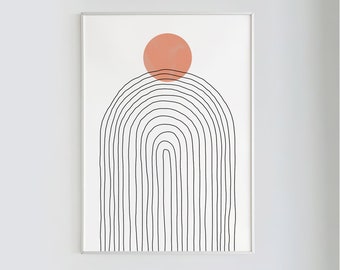 Lines of Arch, Boho Abstract Art |  Minimalist Wall Art, Terracotta Print, Mid-Century, Instant Download