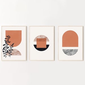 Terracotta Wall Art, Set Of 3 | Abstract Art Print, Mid Century, Digital Download