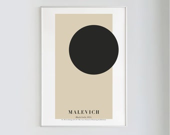 Malevich, Black Circle, 1924 | Futurist, Minimalist Poster, Abstract Art Print, Exhibition Poster, Instant Download