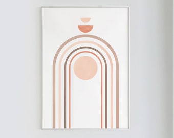 Boho Arch Art Print: Terracotta Minimalist Wall Decor (Digital Download)