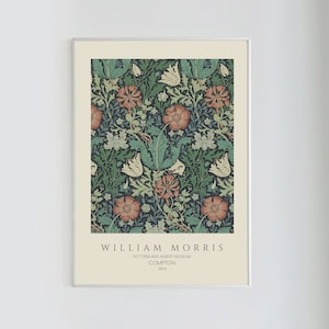William Morris Compton Flower Art  | Flowers Exhibition Poster, Art Nouveau Style, Vintage Home Decor, Instant Digital Download