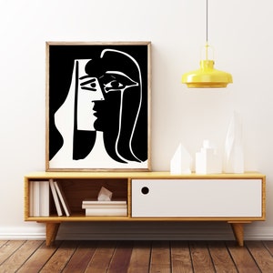 Pablo Picasso The Kiss Poster Modern Art Print, Black White, Vintage Home Decor, Instant Digital Print image 5