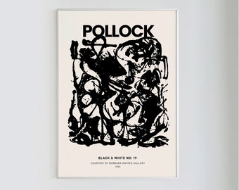 Pollock, Black & White No: 19, 1951 | Museum Exhibition Poster, Abstract Art Print, Black and White Poster,  Instant Digital Print