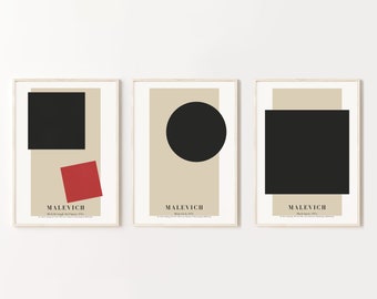 Malevich Abstract Art Print Set: Minimalist Gallery Wall (Instant Download)