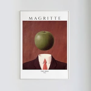 René Magritte, The Idea, 1966 Gallery Print, Surrealist Art, Exhibition Poster, Magritte Apple, Instant Download image 1