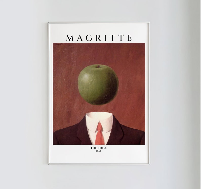 René Magritte, The Idea, 1966 Gallery Print, Surrealist Art, Exhibition Poster, Magritte Apple, Instant Download image 1