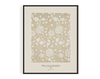 William Morris, Brown Tulip Poster | Vintage, Art Nouveau Style, Neutral Beige, Vintage Home Decor, Instant Digital Download