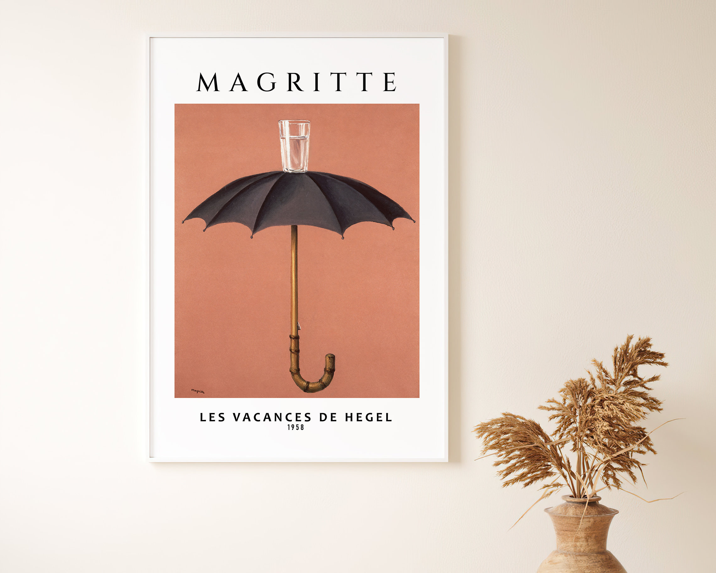 Rene Magritte Les vacances de Hegel, 1958 Surrealisme Canvas Schilderij Esthetiek Scandinavisch Decoratief Woondecoratie 80x120cm (32x47in) Frameloos