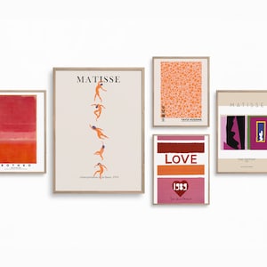 Abstraktes Art Print Set | 5er Set, Matisse, YSL, Kusama, Rothko, Beige - Orange, Boho Home Decor, Sofort Digitaldruck