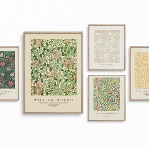 William Morris, Flower Posters | Set Of 5 Prints, Art Nouveau Poster, Botanical Print Set, Instant Digital Download