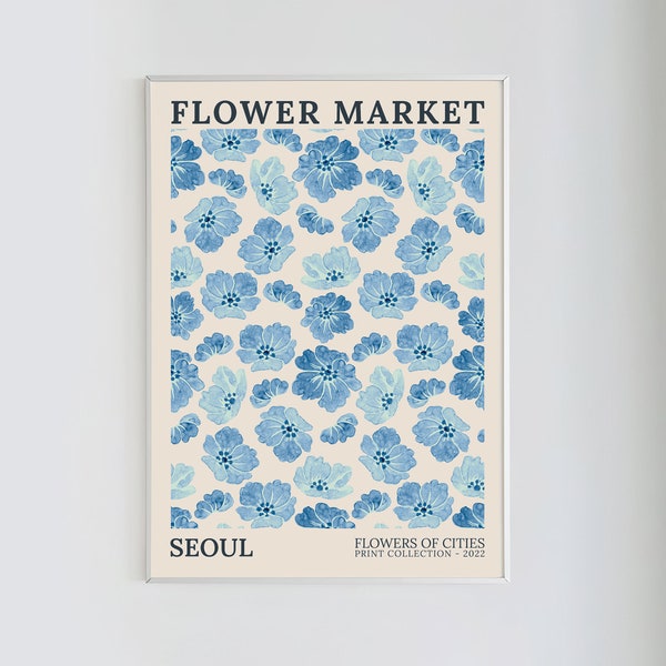 Flower Market Print | Seoul Flower Market, Downloadable Art, Spring Floral Print, Digital Poster