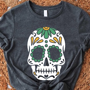 Sugar Skull Shirt, Dia de los Muertos Tshirt, Mexican Halloween Gifts, Day of the Dead T-Shirt, Spanish Halloween Costume, Floral Skull Tee