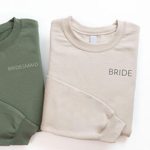 Embroidered Bridal Sweatshirt,Wedding Gift,Embroidery Bridesmaid Sweater,Bride Crewneck Sweatshirt,Bridal Shower Outfit,Bridal Party Sweater
