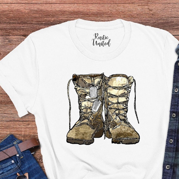 Vietnam Veteran Gift, Memorial Day Shirt, Veteran's Day Tshirt, Gift For Veteran, Patriotic T shirt, Army Boots With Dog Tags Shirt For Vet