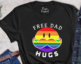 LGBTQ Dad Shirt, Gay Dad Gift, Proud Dad Shirt, Fathers Day Gift, Gay Pride Dad Shirt, LGBT Awareness Tees, LGBT Parade, Free Dad Hugs Shirt