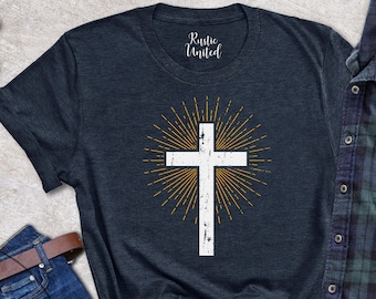 Christian Cross Shirt, Vintage Religious Gifts, Luminous Cross T-Shirt, Blessed Shirt, Jesus Lover Gift Tees, Religious Shirts For Women Men