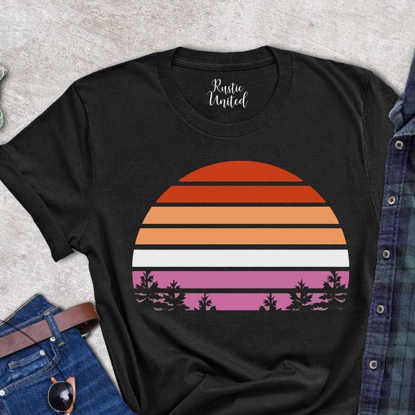 Lesbian Shirt, Lesbian Gift Tee, Pride Month Shirt, LGBT Gift Tshirt, Retro Sunset Lesbian T-Shirt, LGBTQ Outfit, Celebrate Pride T Shirt