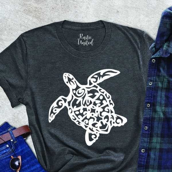 Sea Turtle Shirt,Turtle Lover Gift, Graphic Turtle T shirt, Turtle Shirts, Beach Lover Tee, Sea Turtle Mandala T-Shirt,Sea Animal Clothing