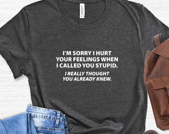 I'm Sorry I Hurt Your Feelings Shirt, Coworker Gift, Snarky T Shirt, Funny Sarcastic Tee, Quote Tshirt, Ofis Humor Apparel
