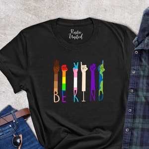 Be Kind Shirt With Sign Language Tee Shirt, Anti Racism Shirt, Equality Outfit, Justice Apparels, Rainbow LGBTQ Flag Shirt, LGBT Part Shirt