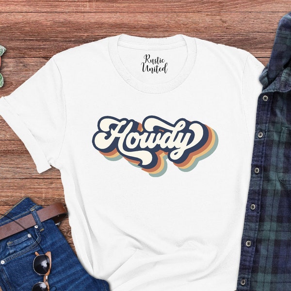 Howdy Shirt,Rodeo Gift,Retro Howdy Tees,Western Southern Cowboy Shirts for Farm Girl,Cowgirl Party Tee,Country Tshirt Farm Life Apparel