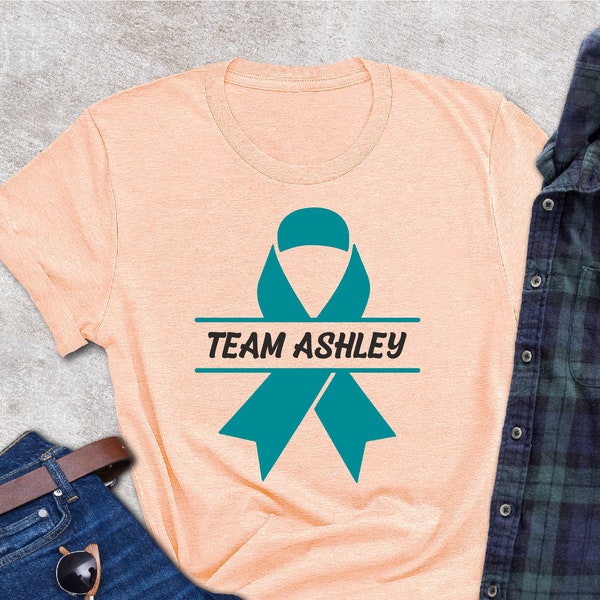 Ovarian Cancer Shirt, Custom Ovarian Cancer Shirt, Ovarian Cancer Survivor T-Shirt, Ovarian Cancer Team Shirt, Ovarian Cancer Ribbon Shirts