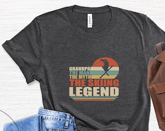 Vintage Skiing Grandpa T-Shirt, Vintage Ski Grandpas Gift, Retro Skiing Man Myth Legend Tee, Ski Dad Birthday Shirt, Winter Sports Apparel