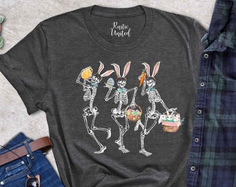 Easter Dancing Skeleton Shirt,Easter Gifts,Bunny Ears Skeleton Tee,Funny Easter Outfit,Gothic Easter Tshirt,Easter Egg Hunt Shirt,Bunny Gift