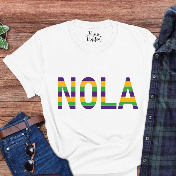 NOLA Shirt, Mardi Gras Gift, Nola Tee, Fat Tuesday Shirts, New Orleans Womens Graphic Tshirt,Mardi Gras Attire T-Shirt,Girls Trip Nola Gifts