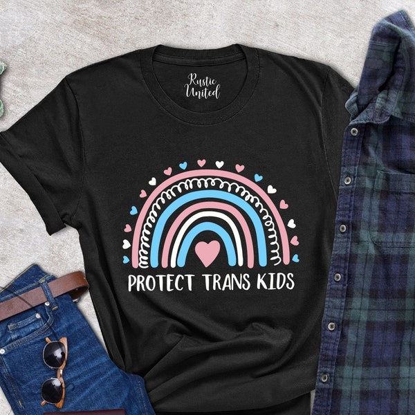 Protect Trans Kids Tee,Gift For Activists,Protect Trans Youth Shirt,Lgbtq Support Tshirt,Rainbow Heart T-Shirt,Trans Lives Matter Clothing