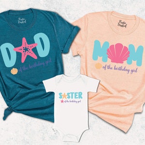 Custom Mermaid Family Birthday Shirts,Mermaid Gifts,Mermaid Birthday Party Tee,Matching Birthday Mermaid Tee Bday Girl  Baby Mom Dad Squad