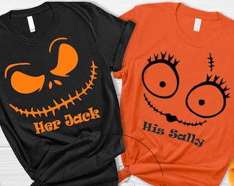 Her Jack His Sally,Jack and Sally Tee,Valentine's Day Gift,Jack and Sally,His Sally Shirt,Her Jack Shirt,Halloween Gift,Matching Shirts