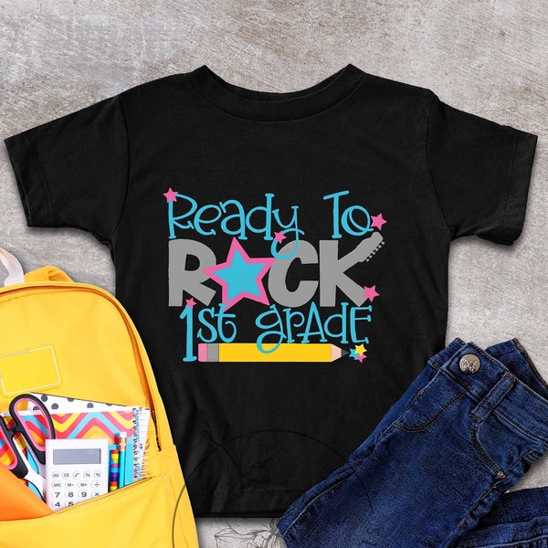 Ready to Rock 1st Grade,1st Grade Gift,Girl School Shirt,First Grade Crew,1st Day Of School,First Grade Outfit,Back To School,Cute Girl Tee