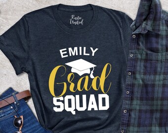Custom Name Grad Squad Shirt,Gift For Graduate,Personalized Graduation Squad Shirts,Class Of Family Graduation Tshirts,Custom Senior T-Shirt