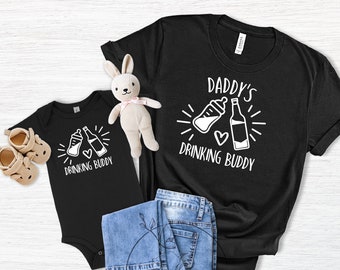 Dad and Son Matching Shirts, Drinking Buddies, Fathers Day Gift, Baby Shower Gift, New Dad Gift,Funny Kids Shirt, Valentines Gift, Baby Gift
