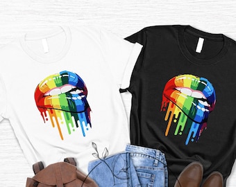 Rainbow Lips Shirt, LGBT Lips Shirt,Rainbow Shirt,LGBT Shirt,Lips Tshirt,Pride Shirt,Tee Shirts Women,Equality Shirts,Boho Tshirt,Gay Tshirt