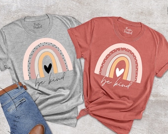 Be Kind Shirt, Rainbow Shirt, Graphic Tees, Be Kind Tshirt,Bee Kind Shirt,V Neck T Shirt Women Be Kind,Rainbow Tshirt,Be Kind V Neck T Shirt