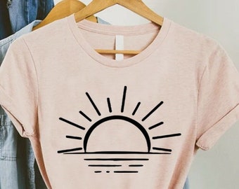 Sun and Sea Shirt,Beach Summer Gifts,Sun Graphic Tee,Ocean Sun Tshirts,Summer Vibes T-Shirts,Travel Nature Graphic Vacay Mode Family Outfit
