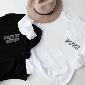 Embroidered Bride Sweatshirt, Bridal Party Gifts, Embroidery Maid Of Honor Sweatshirts,Custom Bachelorette Sweat,Bridesmaid Proposal Sweater