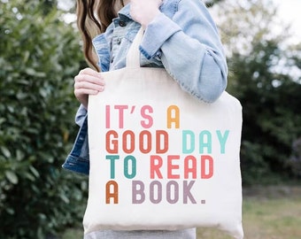 It's A Good Day to Read Tote Bag,Teacher Gift,Book Lovers Tote,Librarian Tote Bags,Eco Friendly Shoulder Bookworm Tote Bag,Gifts For Readers